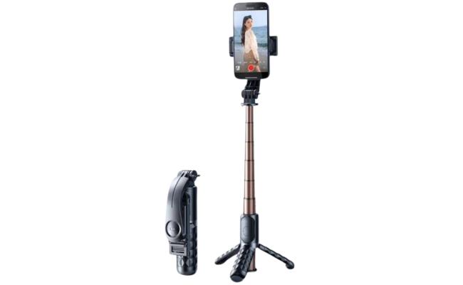 RTAKO - Q10R Mini Selfie Stick Pocket-sized 65CM- portable anti-shake, selfie live broadcast - Black
